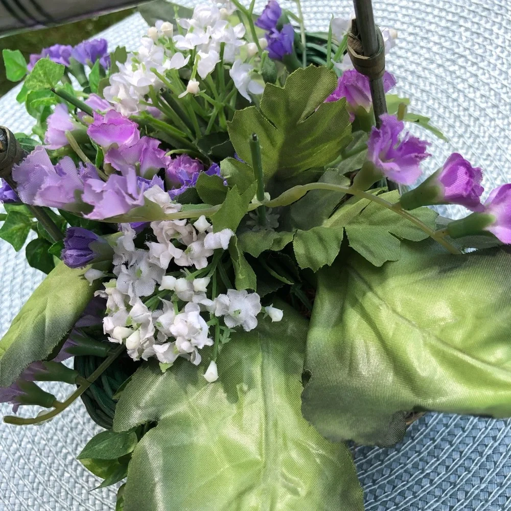 Silk Violets in Basket